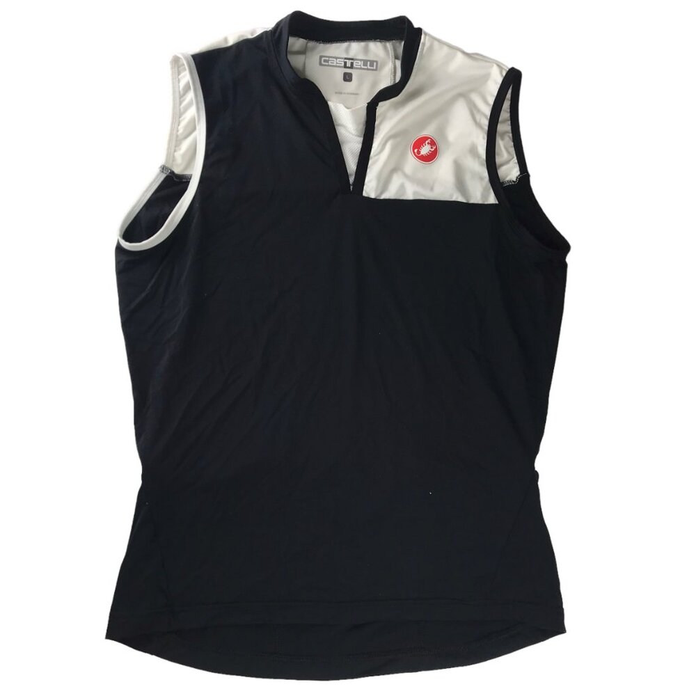 CASTELLI Cycling Jersey Bicycle Bike Tank Top Black White.  Mock Neck Large